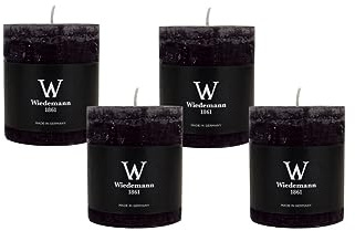 4er Set Adventskranzkerzen Rustik Marble Kerzen durchgefärbt mit Abbrandschutz Schwarz 90 x 58 mm