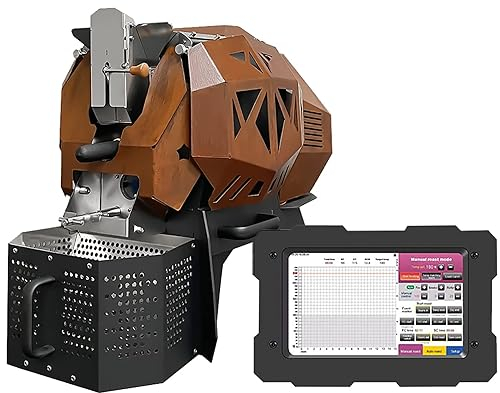 Commercial Coffee Roaster Machine Automatic Coffee Bean Roaster 400g/600g/1200g, Hot Air Coffee Bean Roasting Machine with Temperature Curve & Automatic Chaff Collector Rapid Cooling 400g 400g yellow