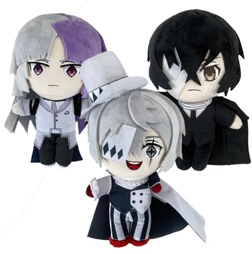Zhongkaihua 3 x Bungo Stray Dogs Kissen Dazai/Sigma/Nikolai, stehend, weich, gefüllt, Anime, Sofakissen, Heimdekoration, 20 cm