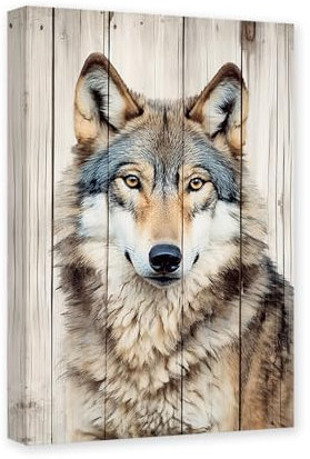 CXHOSTENT Wolf-Leinwand-Kunst Wildtier-Bilder Wanddekoration Wolf-Portrait-Gemälde Druck Wildtier-Poster Dekor Rahmen (Wolf - 4, 30.00 x 45.00 cms)