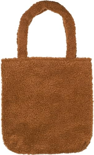 styleBREAKER Damen Beuteltasche Teddyfell Plüsch | Hauptfach mit Magnetverschluss, kleines innenliegendes Reißverschlussfach, 61 cm lange breite Henkel für die Schulter.