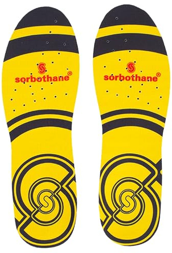 SORBOTHANE Double Strike Insoles for Men and Women Antibacterial Shock Absorption & Heel Support Insoles, Size 10 UK, 44-45 EU, Yellow