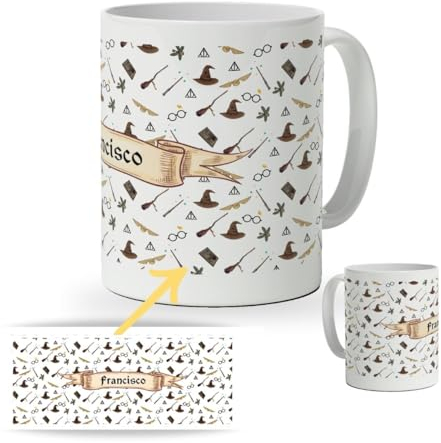 DEREGALOOS Taza Personalizada Mago con Nombre. Tazas Frikis Desayuno Magos. Regalo Original personalizado. Regalo Amigo Invisible. Magos.