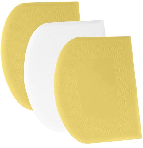 SURDOCA Dough Scraper Bench Scraper - 3P 4.7x3.7 Plastic Flexible Bowl Scraper, Sharp Edge & Angles Cake Scraper. Non-Slip Bakeware Decorating Tools Sculpting & Modeling Tools - Yellow+White+Yellow