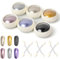 6 Jar Nail Art Pearlescent Powder, Nail Art Glitter Pulver with 6 Sponge Brushes, Chrome Nail Powders, Holographic Mirror Powder, Manicure Shiny Pearl Powder, Holo Mermaid Aurora Powder for Nails