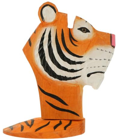 RORPOIR Handgefertigter Brillenständer Aus Holz mit Tigermotiv Dekoratives Brillenregal