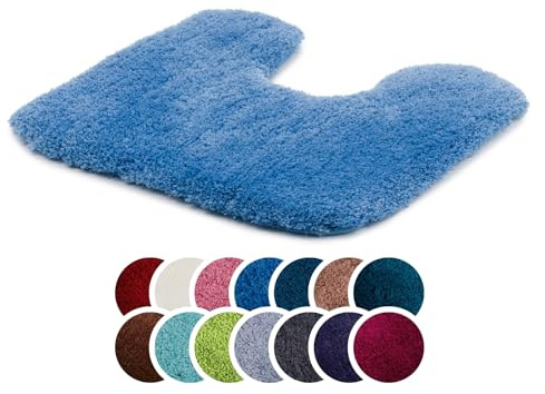 liebling Badteppich mit Ausschnitt 50x45cm,rutschfest, Taubenblau, Superior | 100% Polyester (Mikrofaser), Weiche Badmatte 50 x 45, Badvorleger, Anti-Rutsch, Fußbodenheizung geeignet, Waschbar 30 Grad
