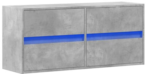 vidaXL Mobile TV a Parete con Luci LED Grigio Cemento 100x31x35 cm, Mobile TV sospeso a Parete, unità TV sospesa, unità TV montata a Parete
