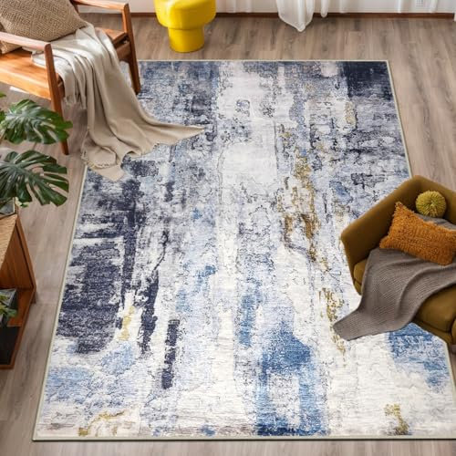 Capslpad Abstract Washable Rugs 60x110cm Living Room Short Pile Area Rug Modern Non-Slip Runner Rug for Hallway Entryway Soft Faux Wool Non Shedding Floor Carpet Rug for Bedroom Kitchen Hallway Decor