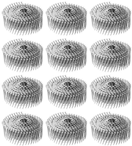 sourcing map 3600 Count Siding Nails 2x0.09 15-Degree 304 Stainless Steel Ring Shank Full Round Head Collated Wire Coil for Lath and Sheathing Materials