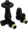 NRG Traditional Corner Central Heating Radiator Valve 15mm Thermostatic Lockshield Valves Black