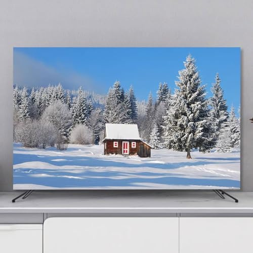 Indoor Snow Scene Printing TV Cover 55in 65in Dust-proof Polyester TV Screen Protector For Wall Mounted Televisions LED LCD TV Dust Cover(Size:55IN(W130xH80CM),Color:C)