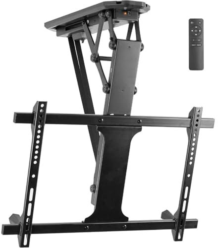 DRFGNF Support TV Mural motorisé pour téléviseur, Supports de Plafond électriques pour téléviseurs, Grand Support de Toit incliné motorisé Rabattable, Support TV Mural