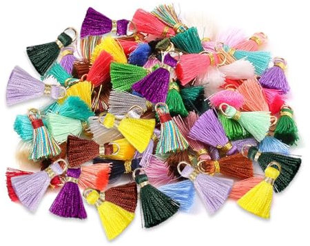GIDWRIY 80 Stück Mini Quasten Anhänger 2CM,Bunte Troddel Quasten für Armbänder,Kleine Quasten für Schmuck,Tassel Anhänger,SchlüSselanhänger Quasten Basteln für Ohrringe,DIY Handwerk Zubehör