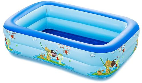 Bordeag Planschbecken Aufblasbare Pool 120x90x33cm Schwimmbad Aufblasbare Badewanne Aufblasbarer Pool Rechteck Aufblasbares Schwimmbecken Für Haus, Garten, Außenbereich, Hinterhof (Blau)