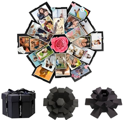 HAMKU 1 Schachtel Überraschung Box Kreative DIY Fotoalbum Halbfertige diy Explosion Box Schwarz Geschenkbox für Weihnachten Geburtstag Jubiläum Valentinstag