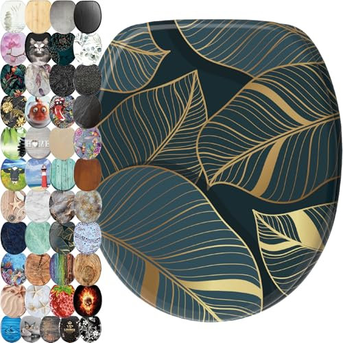 Sanilo Toilet Seat, Great Range of Colorful Toilet Seats, Stable Hinges, Easy to Mount (Monstera)
