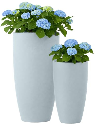 CLP Grand bac à Plantes, Set de 2 pour l'extérieur et l'intérieur, Outdoor XXL bac à Fleurs Rond, résistant aux intempéries et au Gel, Couleur:Gris