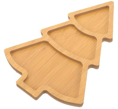 MOLUCKFU Weihnachtlicher Holz-servierteller in Tannenbaumform Multifunktionale Snack Obstplatte Sicher und Glatt für Partys Picknick Büro und Festtage