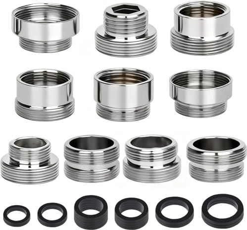 10 Pezzi Adattatore Rubinetto Kit, Rubinetti da Cucina Connettore Adattatore Filettato Maschio per Filtro Dell'acqua, Rame Aeratore Rubinetto con Guarnizione per Collegamento Tubo da Giardino, Lavello