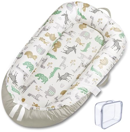 HDUYFYD Babynest Babynestchen Neugeborene Baby Nestchen Tragbar 0-24 Monate | Babynest für Neugeborene, Baby Abnehmbarer Bezug Waschbar, Zweiseitig Wendbar,Baby Erstausstattung Neugeborene