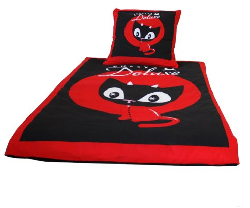 Pussy Deluxe Bettwäsche Devil Kitten schwarz-rot 135 x 200 cm