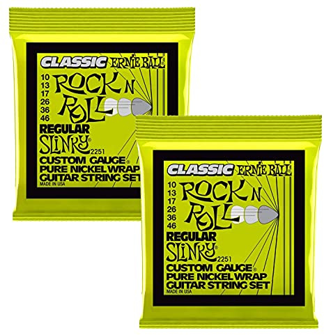 Ernie Ball 2251 Classic Regular Slinky Electric Guitar Strings 10-46 2 Pack