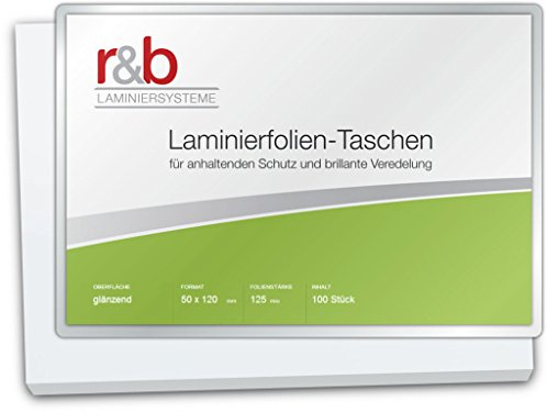 r&b FT-50X120-125 Laminierfolien 50 x 120 mm, 2 x 125 mic für Thekenpreisschilder, 100 Stück