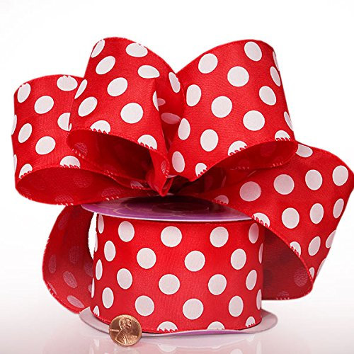 1–1/5,1 cm X 25yd rot Jumbo Dots Draht Satinband