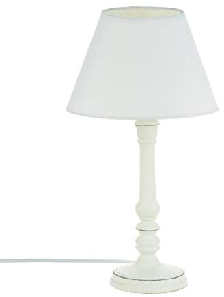 ATMOSPHERA CREATEUR D'INTERIEUR Lámpara de Mesa – Estilo depurado – Color Blanco Acabado Antiguo, Madera, D. 20 x H. 35 cm