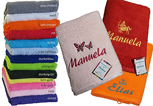 Premium Qualität Duschtuch/Badetuch 70x140cm mit Namen & Motiv Bestickt (70x140cm (Duschtuch))