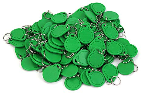 OBO HANDS (100 Stück) Wasserdicht ABS 13.56 MHz ISO14443 A MF Classic 1 K NFC RFID Token, RFID Schlüsselanhänger, RFID-Tag, Grün