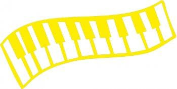 Aufkleber Applikation - Klaviertasten - Pianotasten - Keyboardtasten - AP0666 - versch. Größen Farbe gelb, Größe 15cm