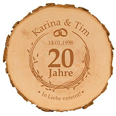 Baumscheibe zum Hochzeitsjubiläum mit Gravur - personalisierte Holzscheibe - Geschenkidee zum Hochzeitstag - naturbelassen - Dekoration - Wanddeko