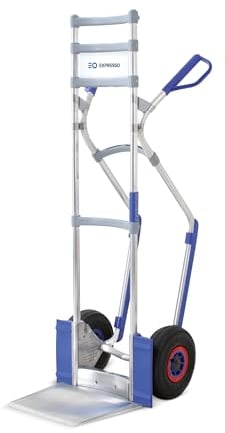Vollmontierte EXPRESSO Alu Profi- Sackkarre für Säcke, Rollen & Kartons AE201521 / 250kg / Luftreifen, schwarz/Schaufel L 30 x B 30,5 cm