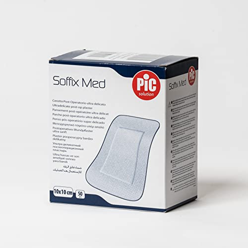 Pic Solution Soffix Med Cerotto Post-Operatorio Ultra Delicato, 10 Cm Lunghezza X 10 Cm Larghezza 50 Pezzi - 100 Gr
