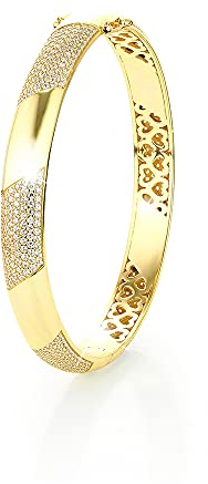 PAVELS Damen Armreif GOLDEN GLAM glänzendes Armband Armreifen mit Zirkonia Armreif gold modern gold Armspange 18K vergoldet breit Gold Schmuck Goldschmuck Damen Geschenkidee für Sie