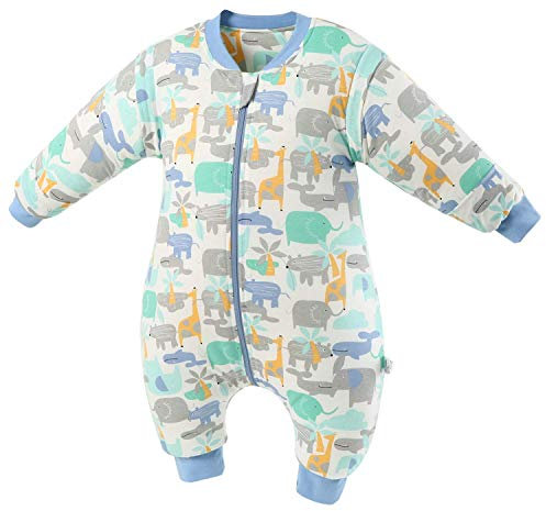 Chilsuessy Baby Schlafsack mit Beinen Warm gefüttert Winter Langarm Winterschlafsack mit Füssen 3.5 Tog (90cm/Baby Höhe 95-105cm, Tierpark/2.5 Tog)