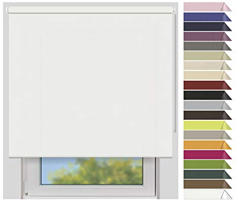 EFIXS Sichtschutzrollo Medium - 25 mm Welle - Breiten: 40-240 cm - Höhen bis 240 cm - Hier: 120 cm x 240 cm (Stoffbreite x Höhe) - Weiss (4905) - lichtdurchlässig - Blickdicht