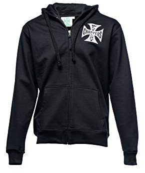 West Coast Choppers Men Zip Hoodie OG Classic, Color:Black, Size:XL