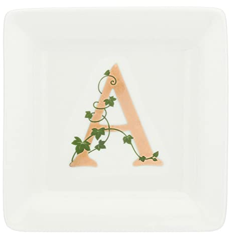La Porcellana Bianca - Piattino Quadrato Lettera A - Arredo Casa, Cucina - Linea Adorato - Idea Regalo - Porcellana - 10x10xh1,5 cm