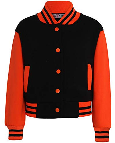 A2Z 4 Kids Baseball Kontrast Jacke Uni Stil Mantel B.B Stehkragen - B.B Plain Jacket Black & N.Orange 13