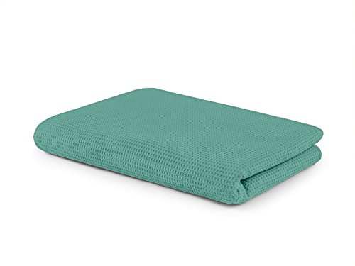 SETEX Waffelpiqué Kuscheldecke, Vielseitige Decke aus 100% Baumwolle, Geeignet als Wohndecke, Tagesdecke, Sommerdecke, Outdoordecke und mehr, 75 x 120 cm, Petrol