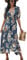 Saiqigui Women's Summer Short Sleeve V-Neck Floral Casual Maxi Long Dress Beach Boho Style (M, Blue, m)