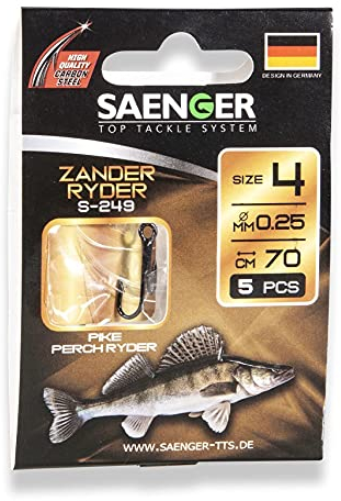 Zander Ryder S-249 Gr. 4 - 70cm Vorfachhaken Carbon Steel von SÄNGER