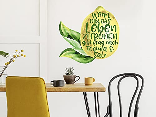 GRAZDesign Wandtattoo Küche Zitrone mit Spruch, Wandaufkleber Esszimmer, Küchenaufkleber / 60x57cm