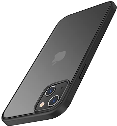 TENDLIN Kompatibel mit iPhone 13 Hülle Matt Translucent Kratzfest PC Rückseite und TPU Stoßstange Schutz Handyhülle iPhone 13 - Schwarz