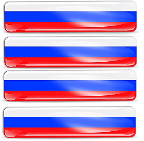 Biomar Labs® 4 x Aufkleber 3D Gel Silikon Stickers Russia Russland Russisch Flag Flagge Fahne Autoaufkleber F 19