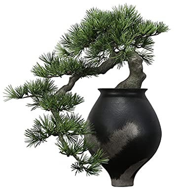 xuejuanshop Fake Plants Simulation Welcoming Pine Bonsai Tree Japanese-style Black Pine Long Needle Pine Fake Plant Ornaments Suitable for Tea Room Homestay Zen Decoration Artificial Bonsai