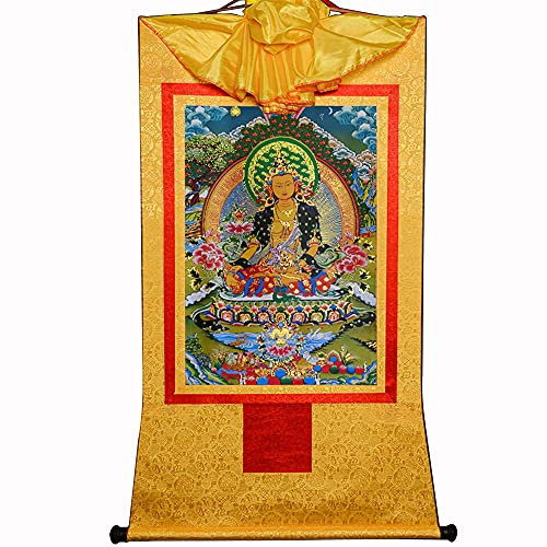 Gandhanra Thangka Tibetische Wandbehang,Ksitigarbha Thangka,Heißgeprägter Buddha Wandteppich für Zen Wohnkultur, Meditation, Spirituelle Entspannung und Ruhe